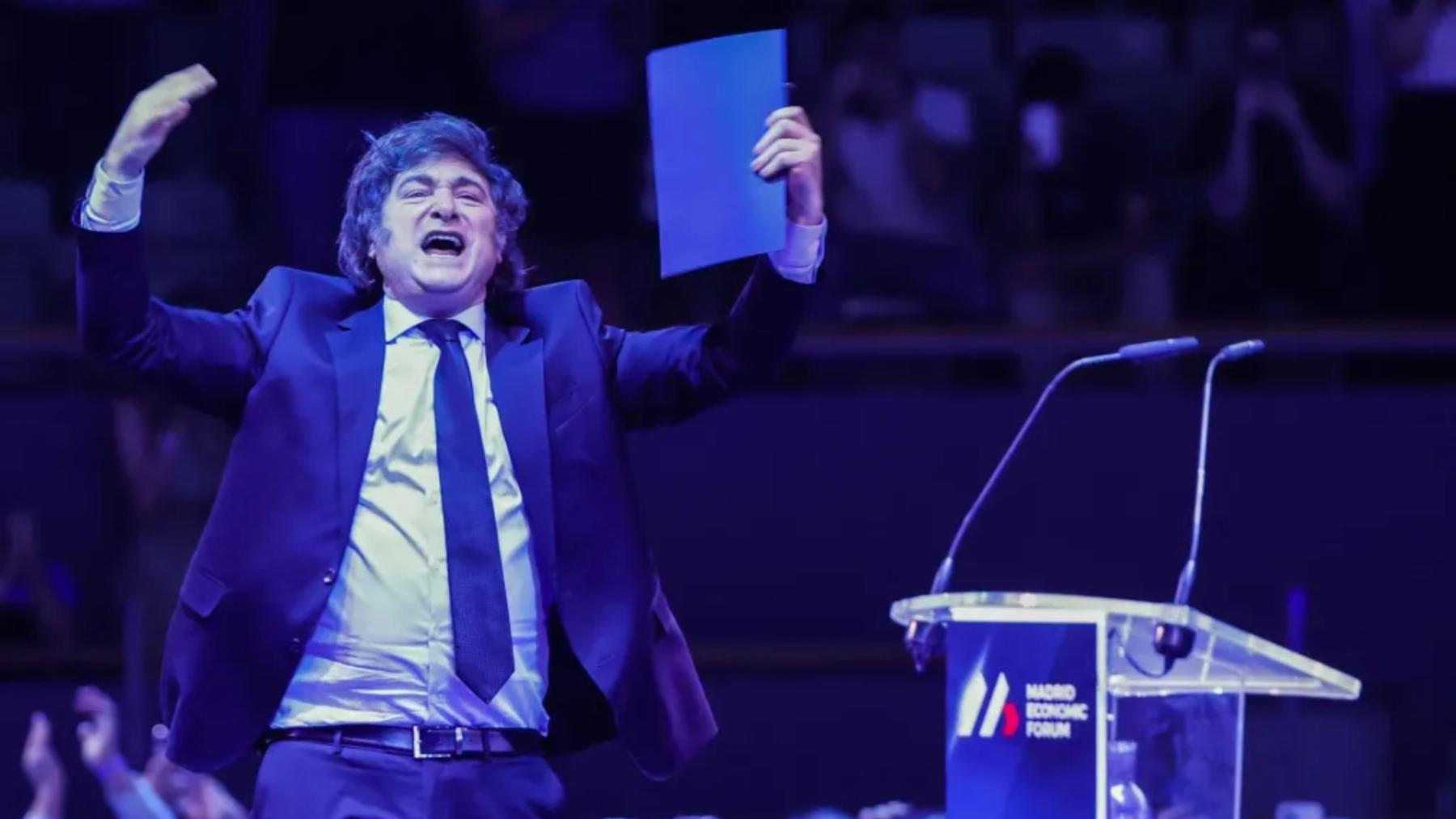 El presidente de Argentina, Javier Milei, interviene en el Madrid Economic Forum 2025. 